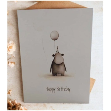 Apsveikuma kartiņa “Happy Birthday Hipopotams” ar 