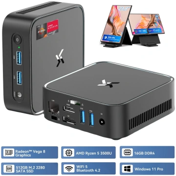 HUIDUN H80 3500U Ar tastatūru QWERTY Mini PC ar AM