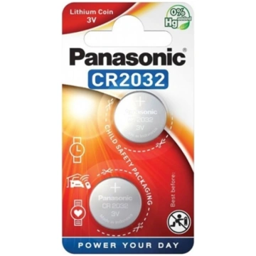 CR2032 baterijas Panasonic litija iepakojumā 2 gb.
