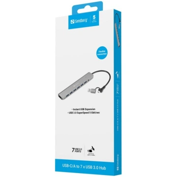 Sandberg 136-66 USB centrmezgls 3.2 Gen 1 (3.1 Gen
