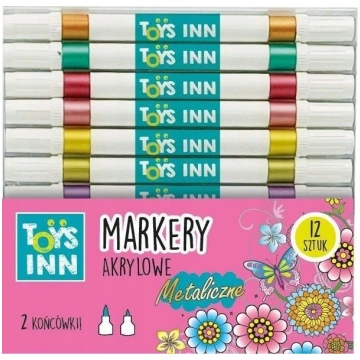 Acrylic metallic markers with two tips 12 pieces (
