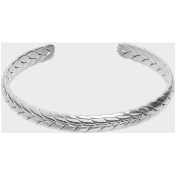 STAIN. STEEL SID LEAF RIGID BRACELET IN SILVER - O