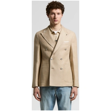 Double-breasted blazer in wool-blend structured fa