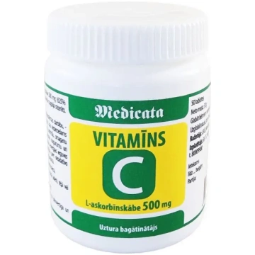 Vitamīns C (L-askorbīnskābe) 500 mg, 50 tabletes
