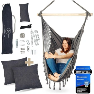 BELLAMATILDA Hanging Chair with 3 Cushions + 360° 