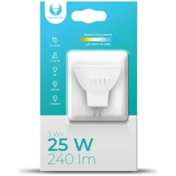LED spuldze G4 MR11 3W 12V 6000K keramikas Forever