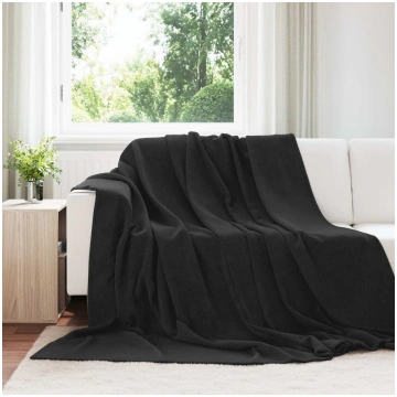 Pleds melna 220 x 240 cm flīss