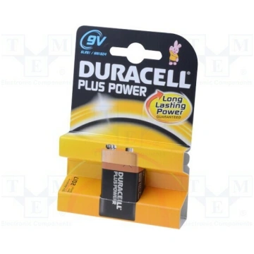 Battery: alkaline; 6F22; 9V; non-rechargeable; 1pc