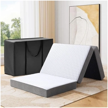 Foldable Double Mattress, Tri-Fold Memory Foam Mat