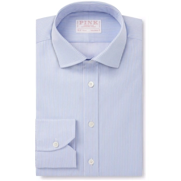Pale Blue & White Tailored Fit Journey Twill Strip
