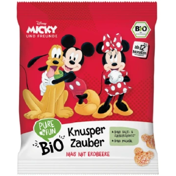 Pure&Fun BIO zemeņu kukurūzas uzkodas MICKEY (12m+