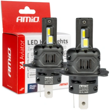 Led auto spuldzes x4 sērijas aviator h4/h19 6500k
