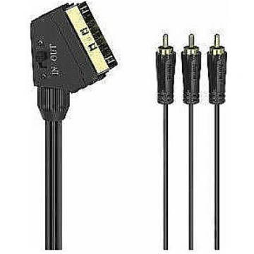 Kabelis Hama Scart — RCA (Cinch) x3 1,5 m melns (0