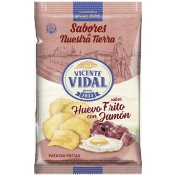 Fried egg and ham flavoured potato chips (patatas 