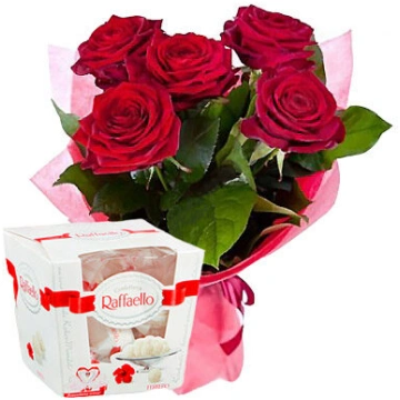 5 sarkanas rozes un Raffaello 150g 5rozes_raffaell