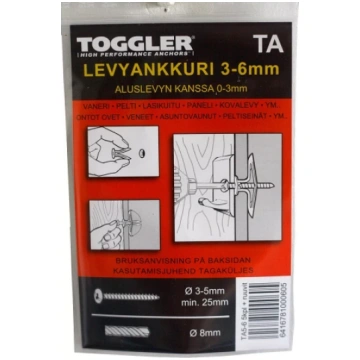 Dībelis Toggler TA5-6+skrūve