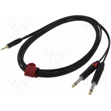 Cable; Jack 3.5mm plug,Jack 6,3mm plug x2; 3m; bla