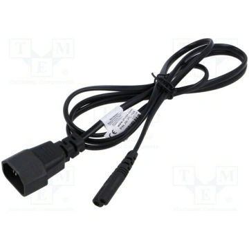 Cable; 2x0.5mm2; IEC C14 male,IEC C7 female; PVC; 