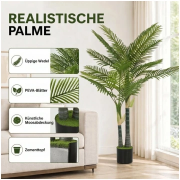Mākslīgā palmas koks, 150 cm, zaļš, plastmasa
