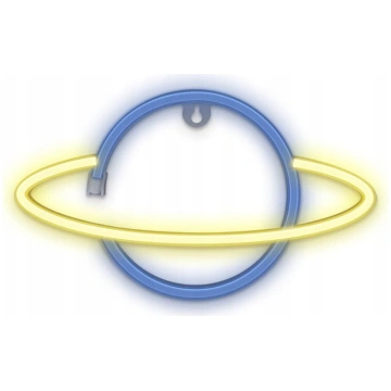 Neona LED gaisma SATURN dzelteni zilais sikspārnis