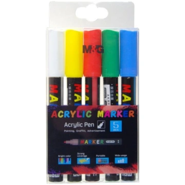 Akrila marķieri 1-2 mm 5 krāsas