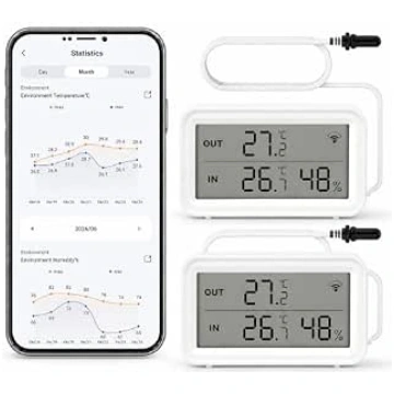 WiFi Thermometer Hygrometer with Probe, Smart Temp