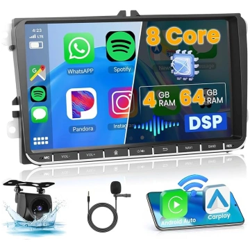 8 Core/4G + 64G 9 collu autoradio Android 13 VW Go