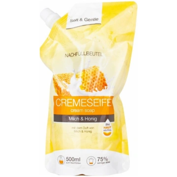 SOFT & GENTLE krēmziepes PIENS/MEDUS rezerve 500ml