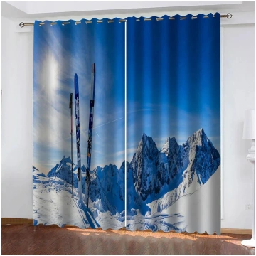 2PC Nature Landscape Theme Forest River Curtains f