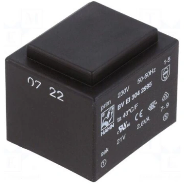 Transformer: encapsulated | 2.6VA | 230VAC | 21V |