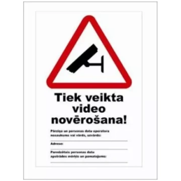 Zīme ""Video novērošana""10x17cm