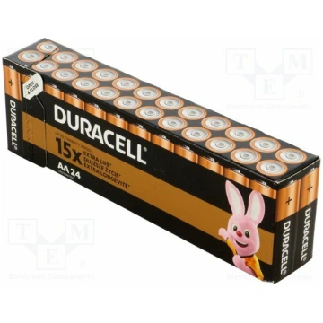 Battery: alkaline; AA; 1.5V; non-rechargeable; 24p