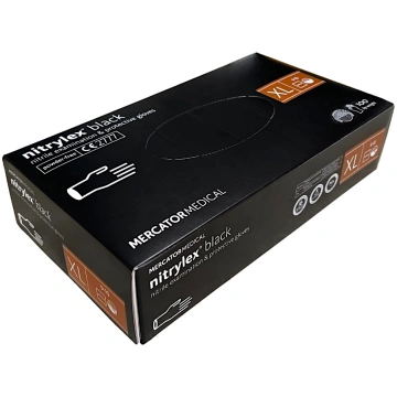 Cimdi nitrila nepūderēti Mercator NITRYLEX Black X