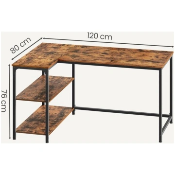 Stūra galds 120x80x76 cm brūns koks un tērauds Son
