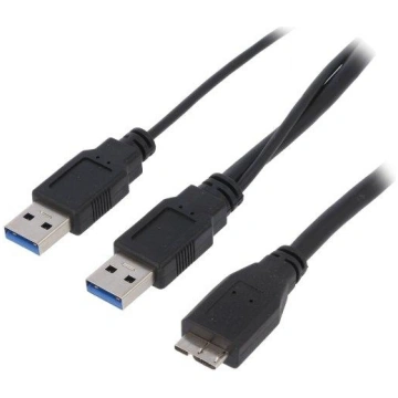 Cable; USB 3.0; USB A plug x2,USB B micro plug; ni