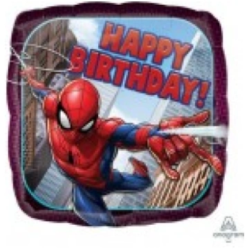 Folijas balons Happy Birthday, Spiderman, 43cm, kv