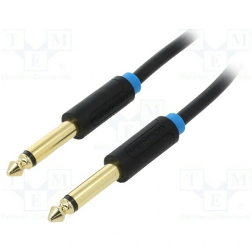 Cable; Jack 6,3mm 2pin plug,both sides; 2m; Platin