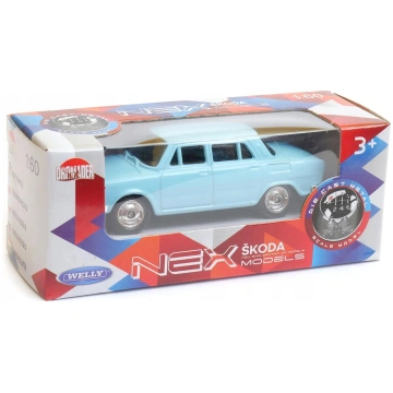 Metāla auto Welly modelis 1:60 Škoda kastītē — mēr