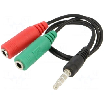 Cable | Jack 3,5mm 4pin plug,Jack 3.5mm socket x2 