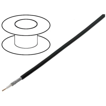Wire: coaxial; RG174; 1x0.45mm; PVC; black; 250m; 