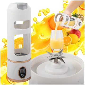 Bezvadu portatīvais blenderis 450 ml, balts - wire