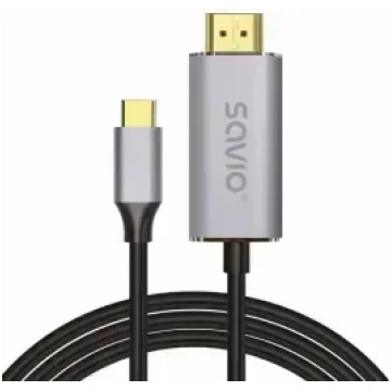 Savio USB-C uz HDMI kabelis 2m – sudraba