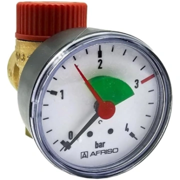Caleffi drošības vārsts sildītājam ar manometru 3,