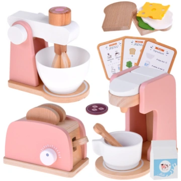 Wooden Set Toaster Coffee Machine Mixer + Accessor
