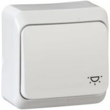 PRIMA - 1pole pushbutton - 10A, light symbol, whit