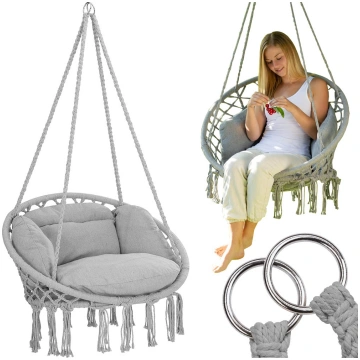 Piekaramais krēsls ar spilvenu Boho, pelēks - hang