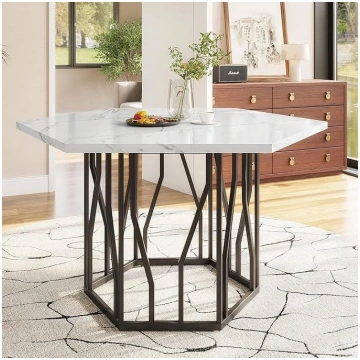 Dolamaní Modern Hexagonal Marble Dining Table (1 P