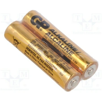 Battery: alkaline; AAA; 1.5V; non-rechargeable; 2p