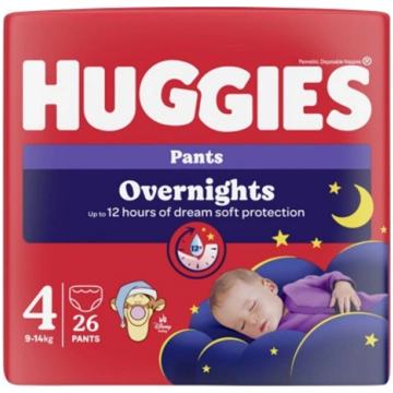 HUGGIES nakts biksītes OVERNIGHT 4.izm. (9-14 kg),