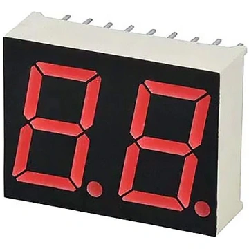 LED displejs 7 segmentu 2 ciparu 5261AS sarkans ko